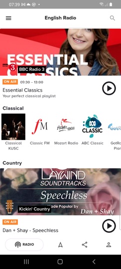 English Radio app – social moments